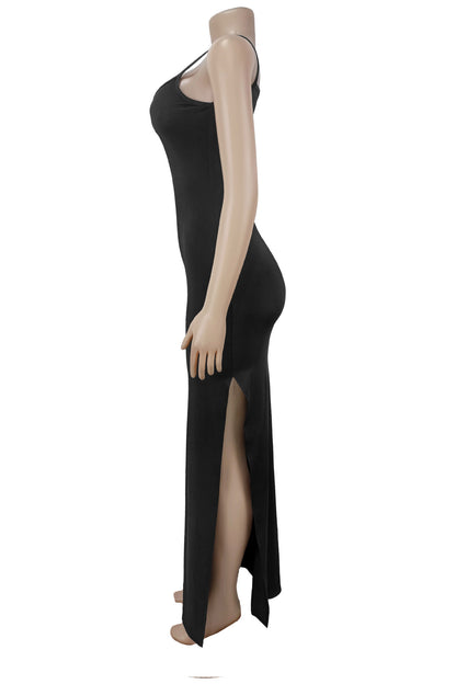 Beaded High-Neck Ruched Mesh Maxi Dress
