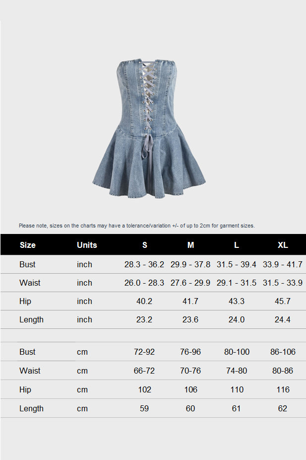 Sweet Denim Corset Flare Mini Dress