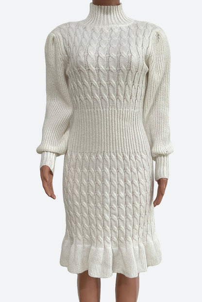Ruffled Knitted Turtleneck Dresses