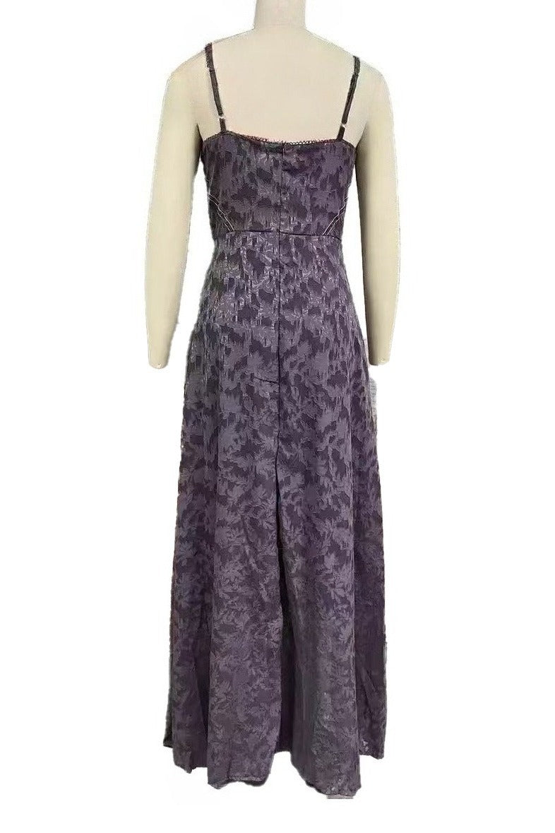 Floral Jacquard Corset Maxi Dress