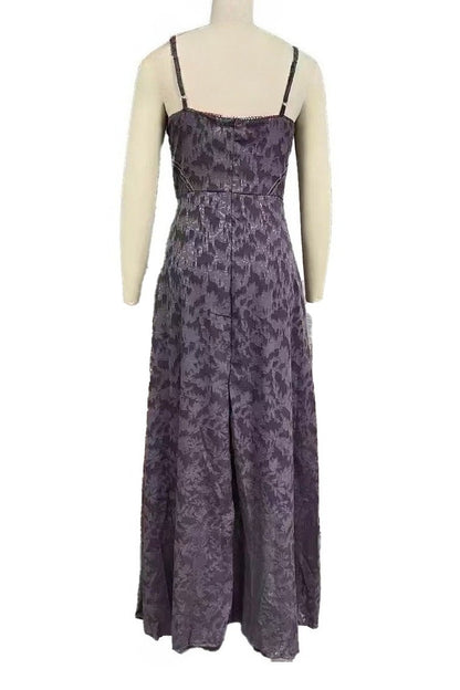 Floral Jacquard Corset Maxi Dress