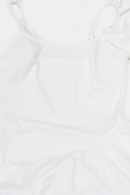 Solid Color Ruffle Hem Spaghetti Strap Dress