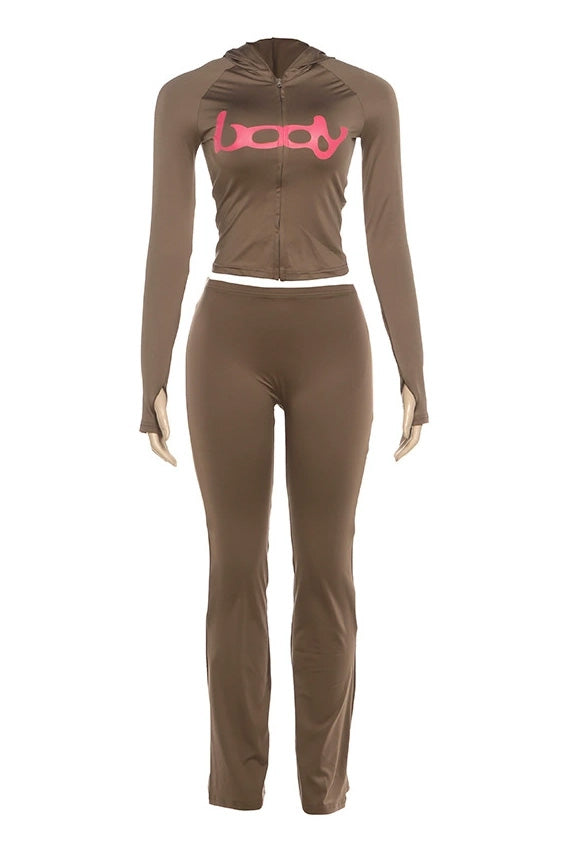 Zip Up Long Sleeve Top and Pants Set