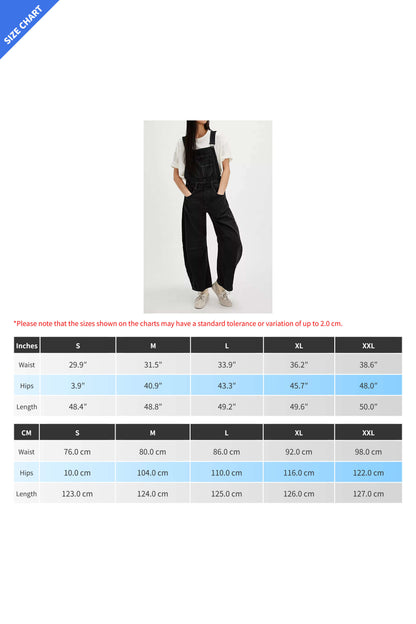 Vintage Washed Loose Fit Overalls Jumpsuit