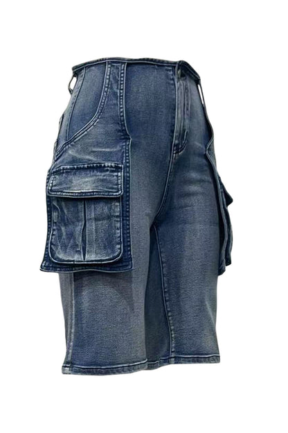 Retro Cargo Denim Shorts