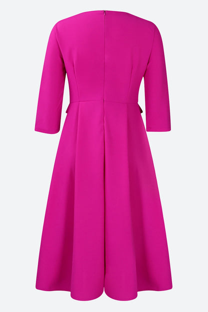 Elegant Solid Pleated Dress