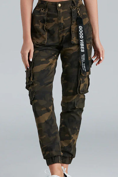 High Rise Cargo Joggers With Pockets