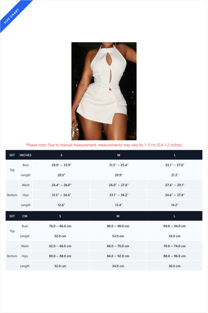 Bow Keyhole Halter Top & Asymmetrical Skort Set