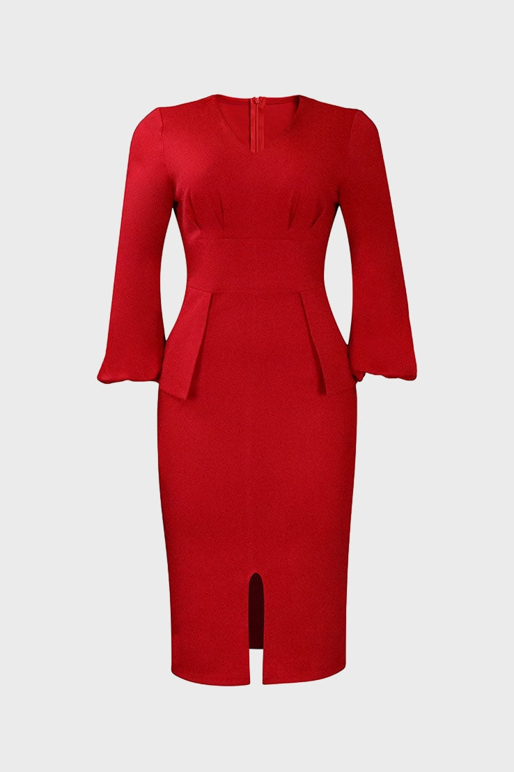 V-Neck Patchwork One-Step Skirt Dress