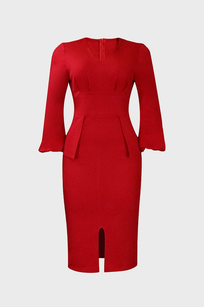 V-Neck Patchwork One-Step Skirt Dress