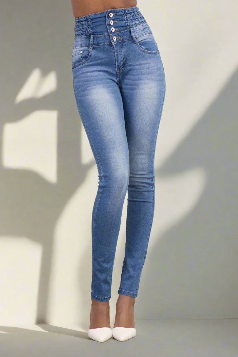 Butt Lift Push Up Mid Waist Skinny Jeans