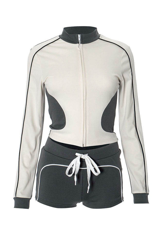 Zip-up Long Sleeve Drawstring Low Rise Pant set