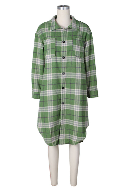 Contrast Plaid Slit Shacket