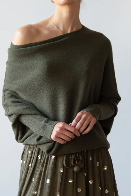 Solid Crew Neck Long Sleeve Top