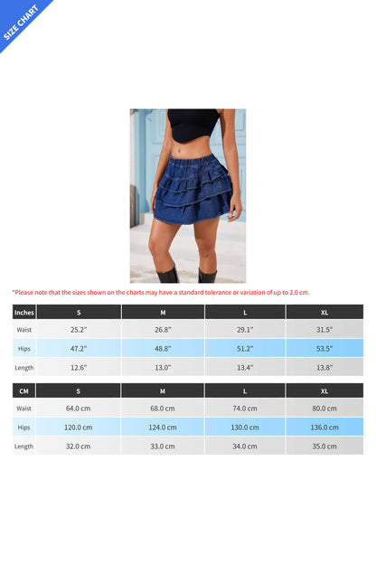 Tiered Ruffle Jean Mini Skirt