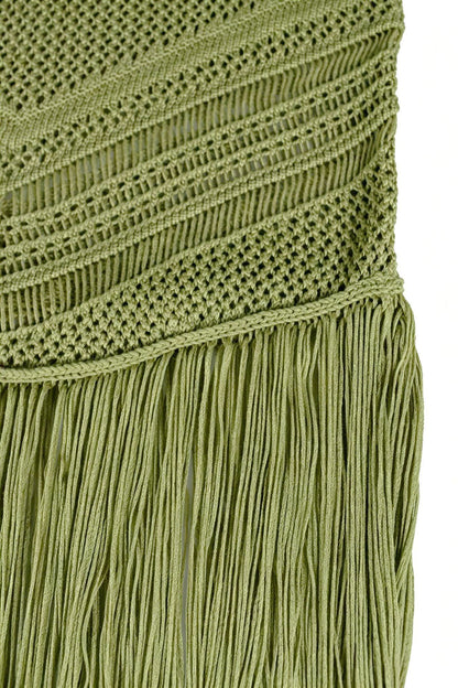 Strapless Crochet Fringe Maxi Dress