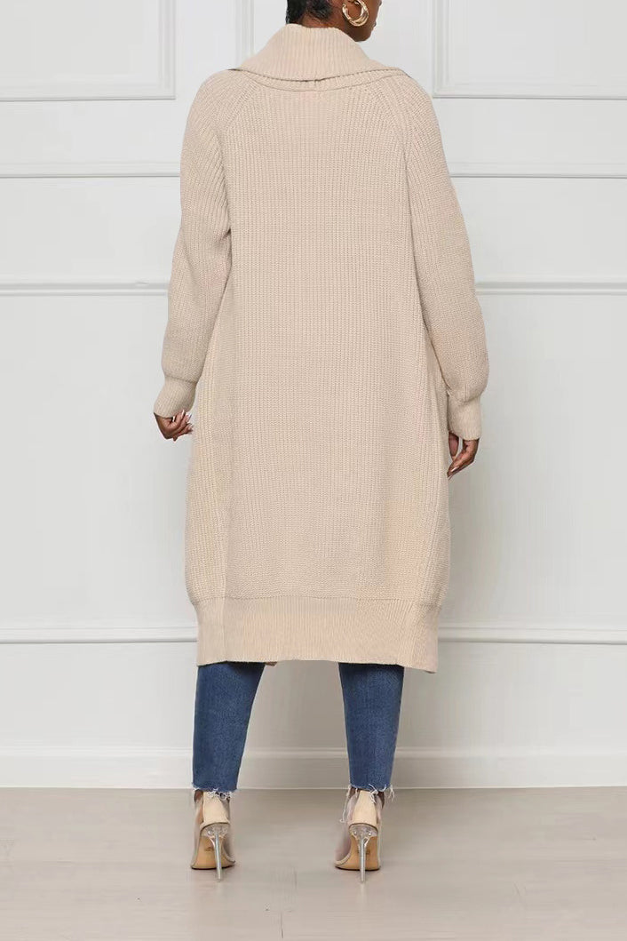 Solid Color Long Knit Cardigans