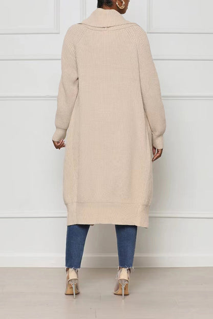 Solid Color Long Knit Cardigans