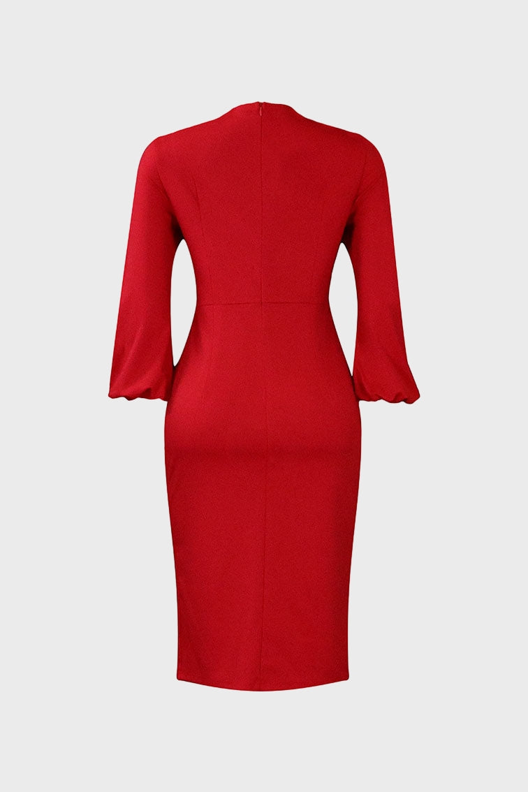 V-Neck Patchwork One-Step Skirt Dress