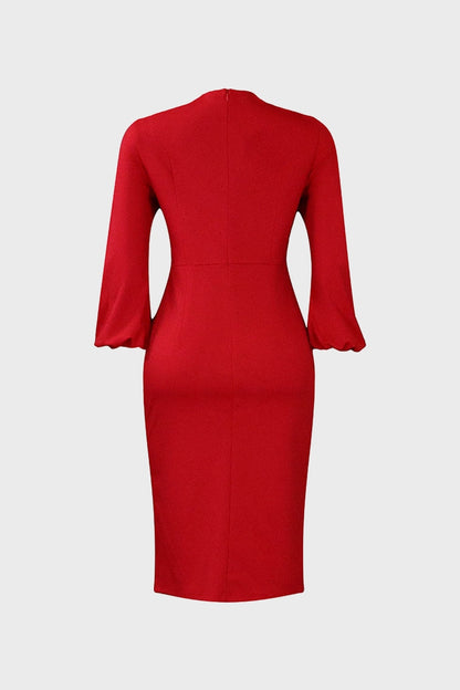 V-Neck Patchwork One-Step Skirt Dress