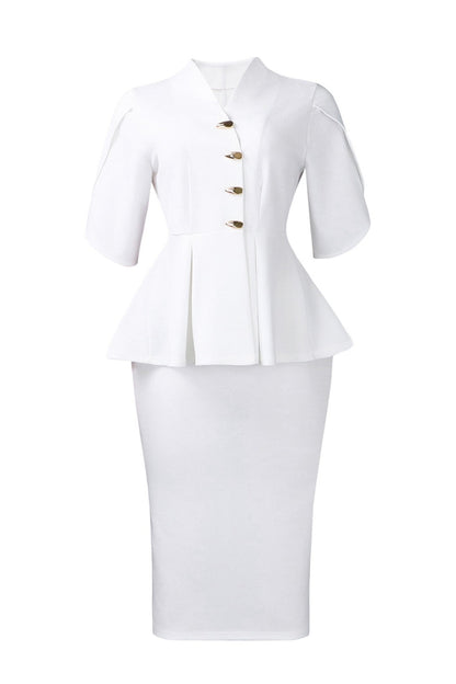 Elegant Peplum Top & Pencil Skirt Set