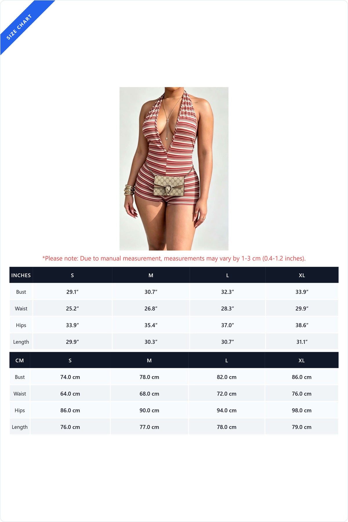Striped Ribbed Plunge Halter Romper