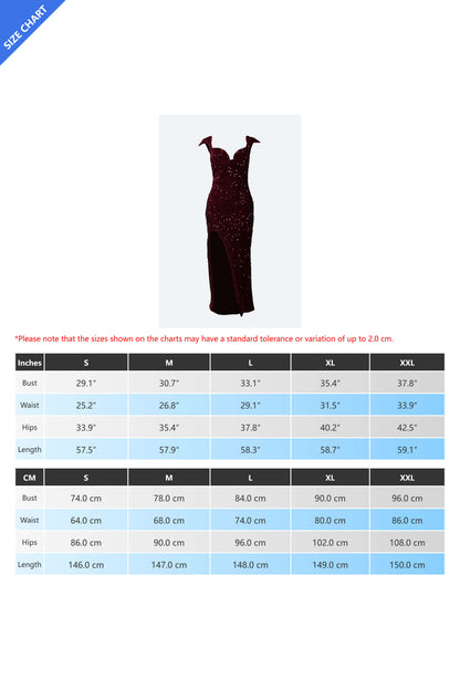 Burgundy Sequin Corset Slit Sweep Dress