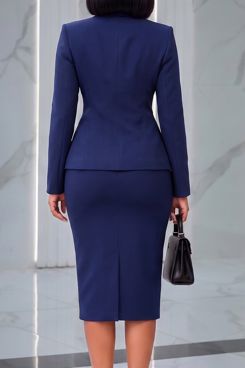 Double-Breasted Blazer & Pencil Skirt Set