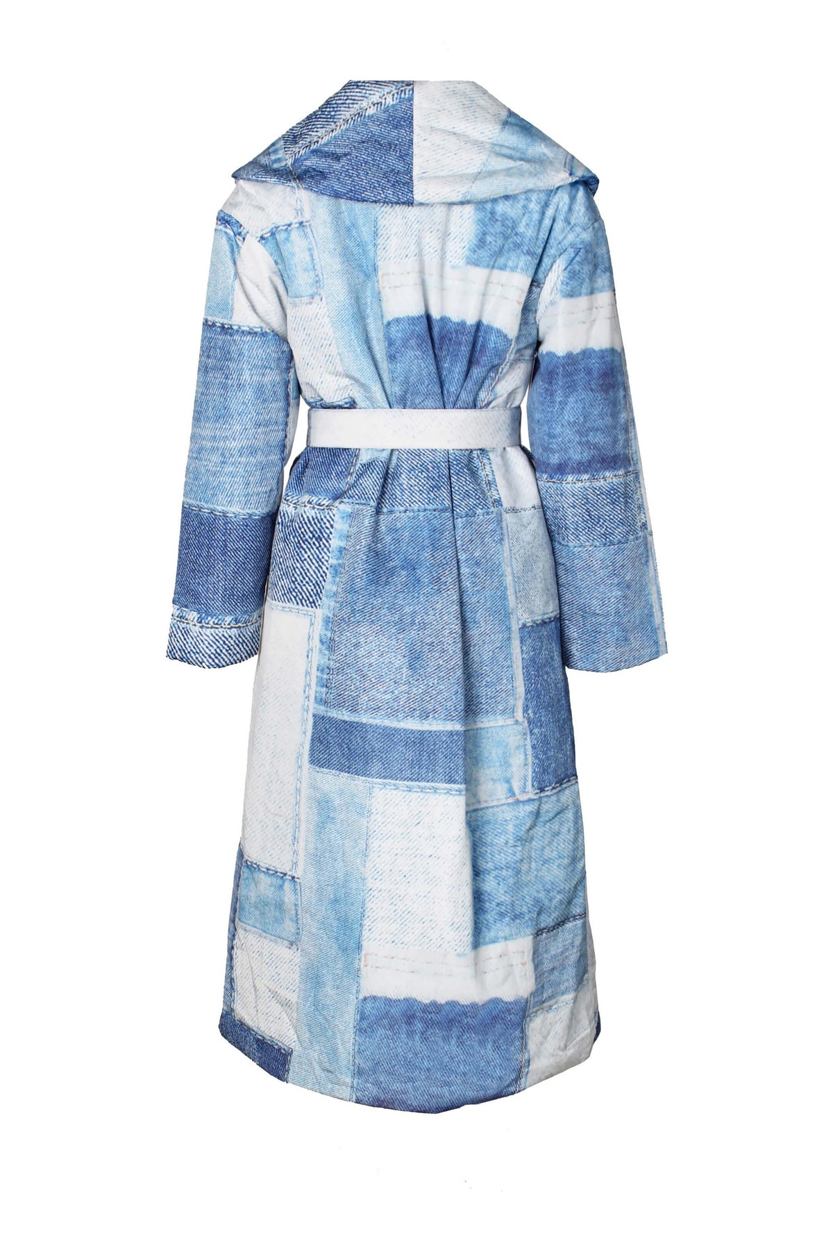 Denim Trench Puffer Coat