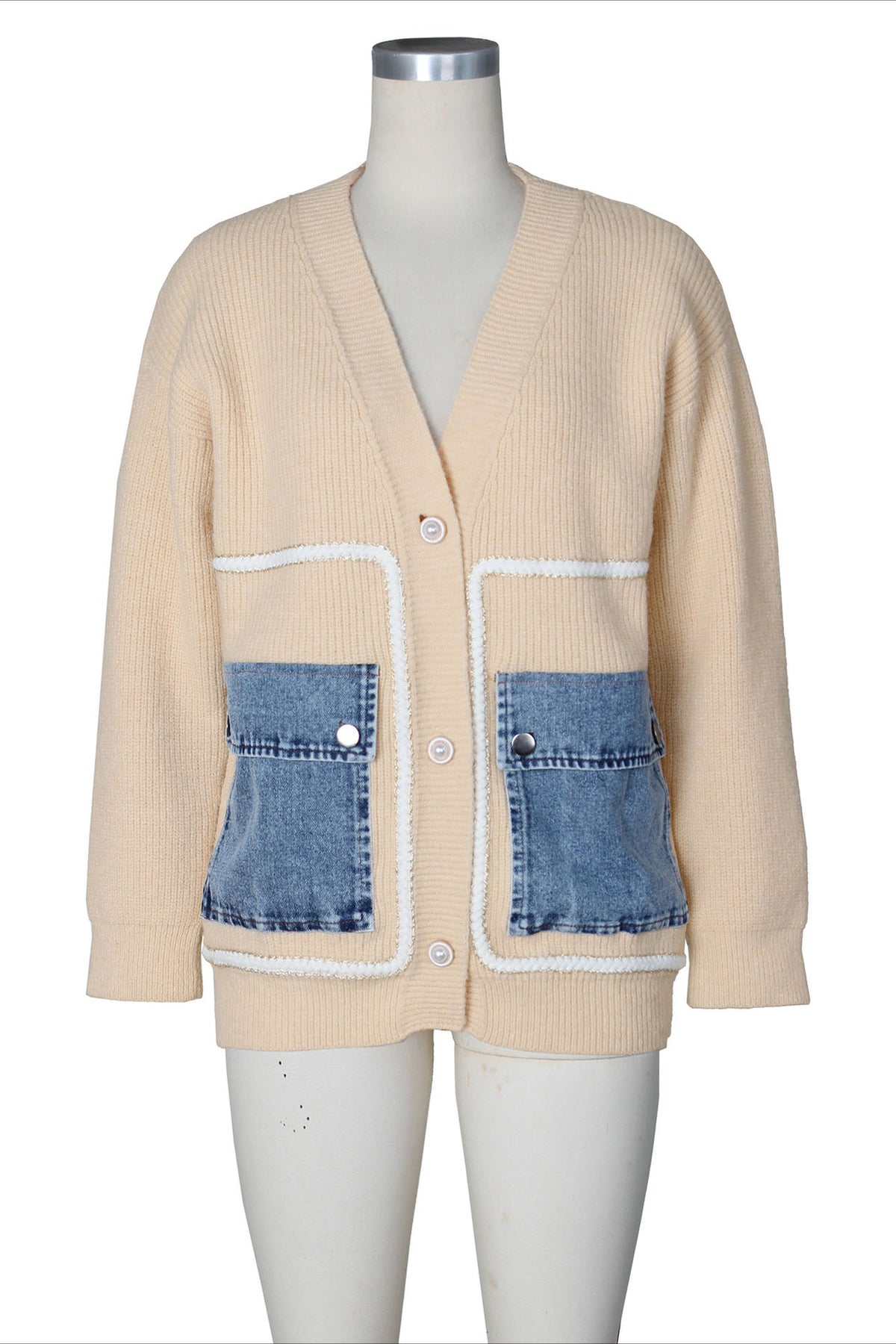 Denim Combo Cardigan