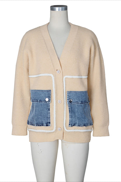 Denim Combo Cardigan
