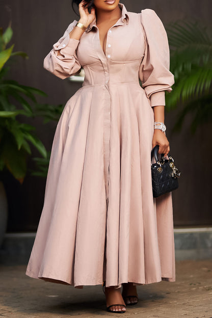 Long Sleeve Flared Maxi Dress