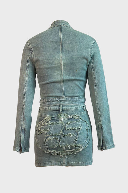 Vintage Wash Patch Denim Jacket