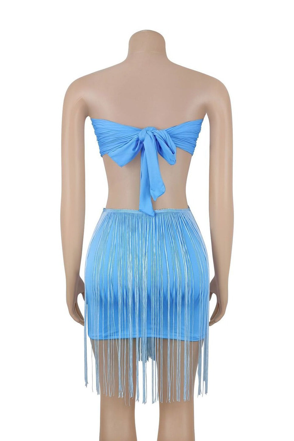 Strapless O-Ring Cutout Fringe Mini Dress