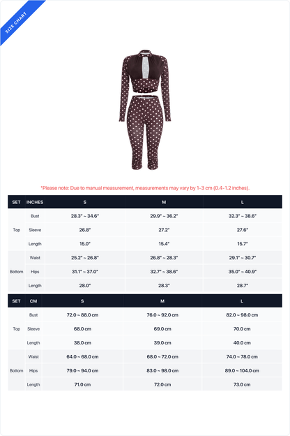 Polka Dot Cutout Top & Capri Pants Set