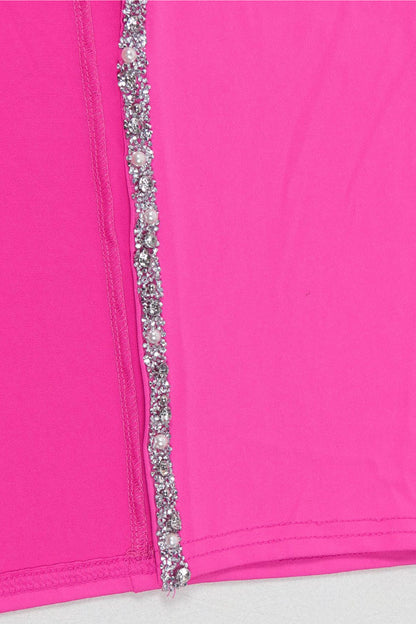 Diamond See-through Stitching Slit Dress