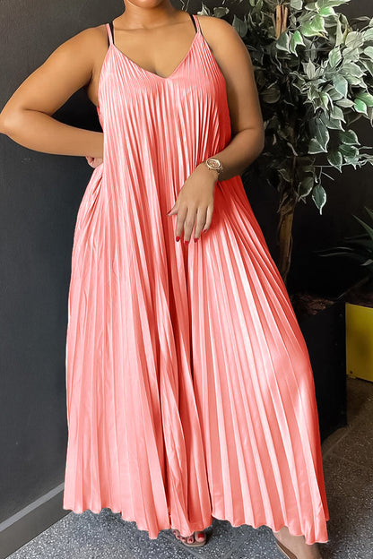 Sling Pleated Maxi Dresses