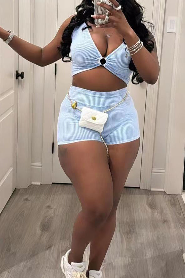 Cutout Crop Top And Shorts Set