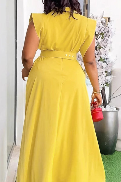 Solid Color Sleeveless Workwear Slit Dress Set
