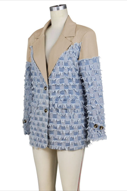 Denim Color-block Blazer