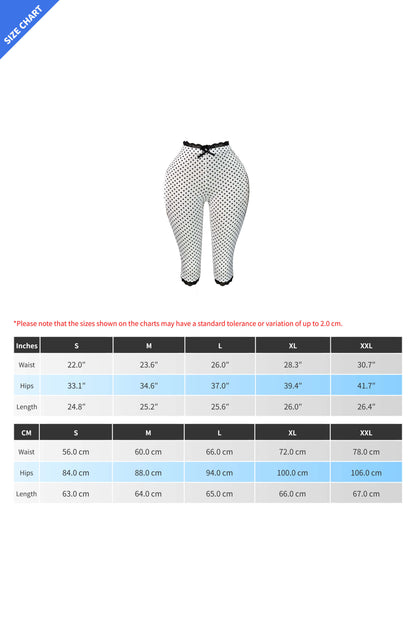 Polka Dot Lace Trim Capri Leggings
