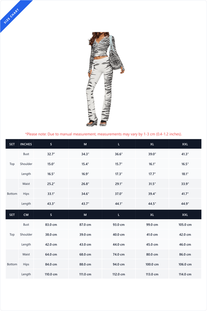 Printed Zip Hoodie Flare Pants Set