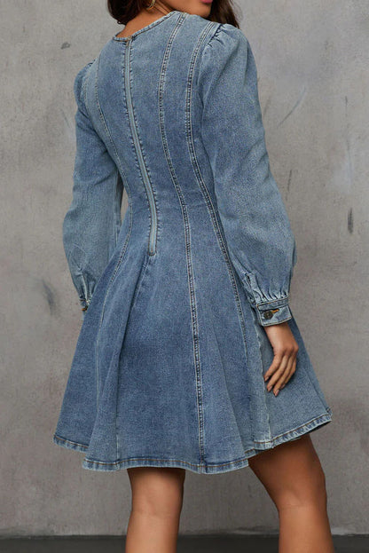 Denim Fit And Flare Mini Dress