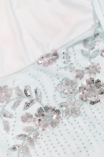 Sequin Floral Halter Mermaid Maxi Dress