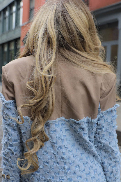 Denim Color-block Blazer