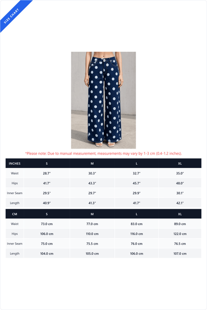 Non-Stretch Polka Dot Wide Leg Jeans