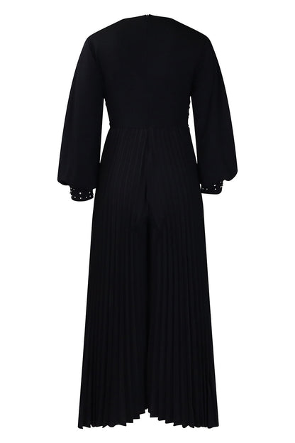 Plus Size Beaded Mesh Wide-Leg Jumpsuit