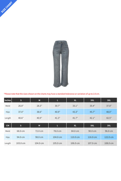 Wide-Leg High-Waist Rhinestone Jeans