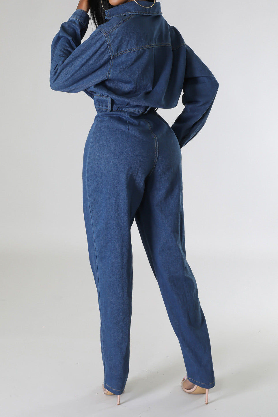 Stretch Denim Slim Fit Jumpsuit