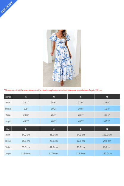 Seaside Printed Puff Sleeve Dress